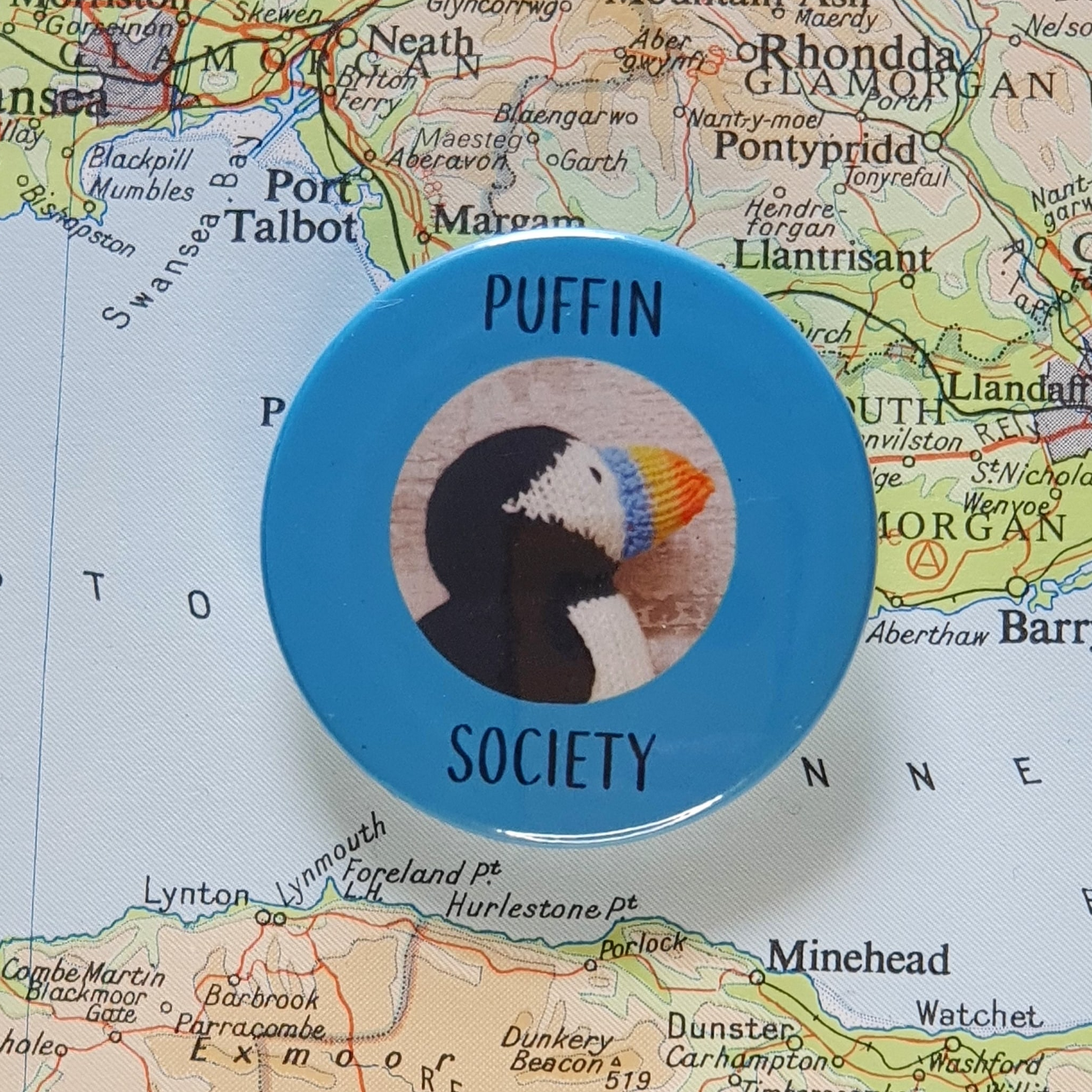 a Barry the Puffin button badge